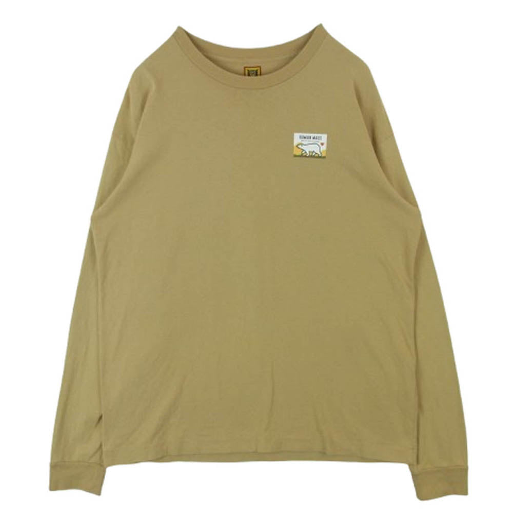 HUMAN MADE ヒューマンメイド バックプリント 長袖 カットソー Tシャツ コットン 日本製 ベージュ系 XL【中古】