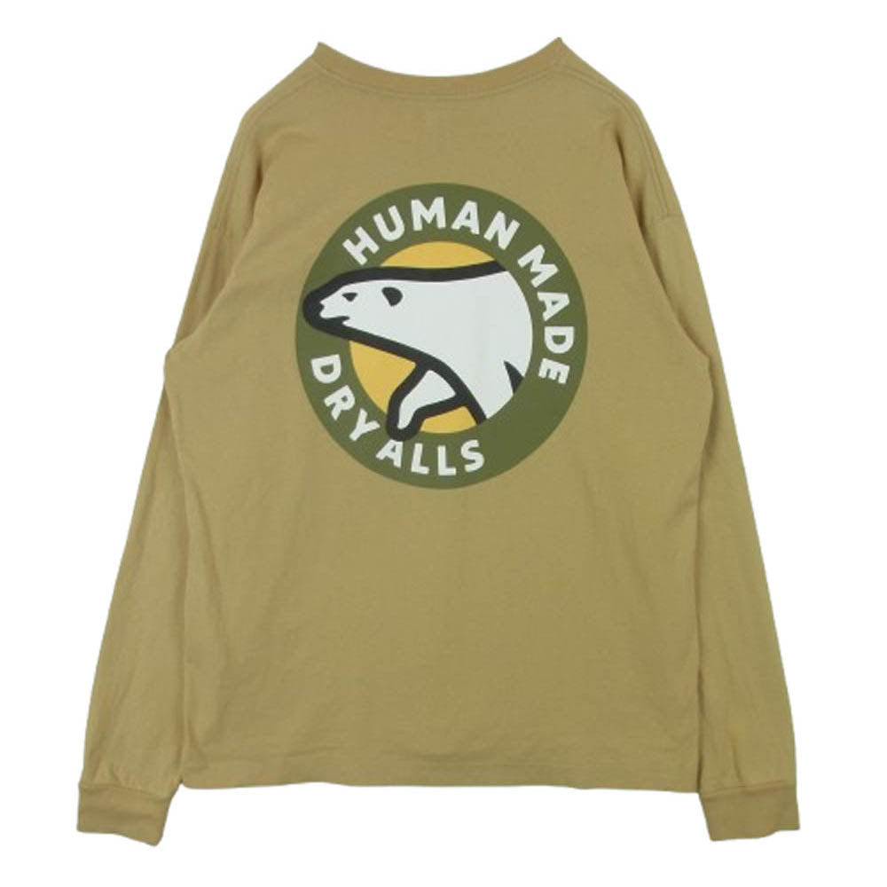 HUMAN MADE ヒューマンメイド バックプリント 長袖 カットソー Tシャツ コットン 日本製 ベージュ系 XL【中古】
