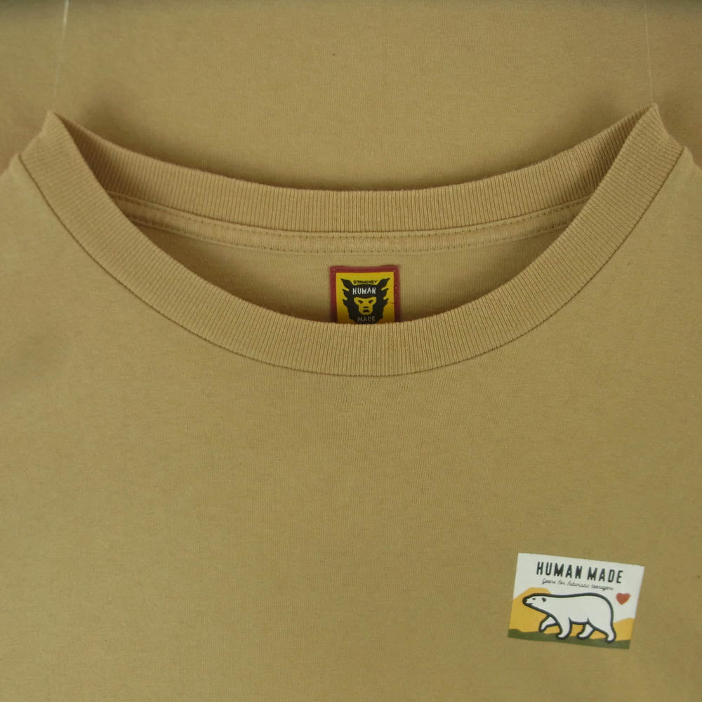 HUMAN MADE ヒューマンメイド バックプリント 長袖 カットソー Tシャツ コットン 日本製 ベージュ系 XL【中古】