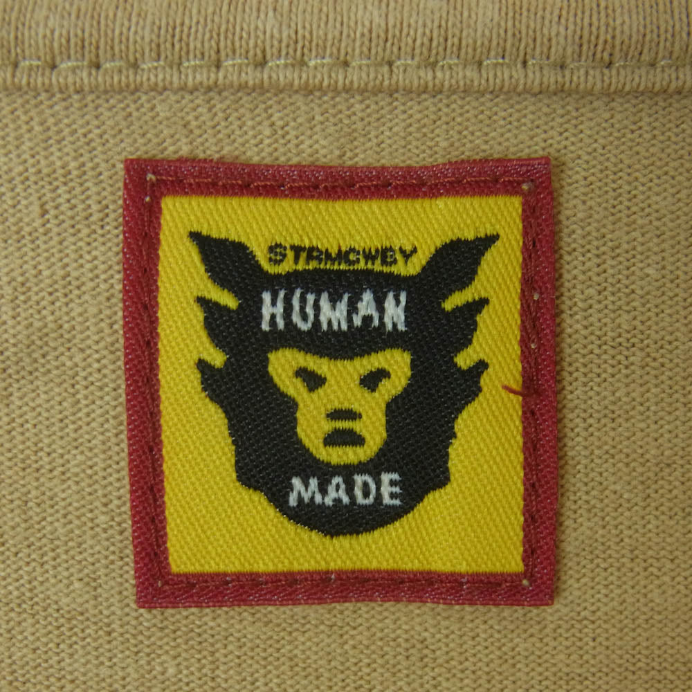 HUMAN MADE ヒューマンメイド バックプリント 長袖 カットソー Tシャツ コットン 日本製 ベージュ系 XL【中古】