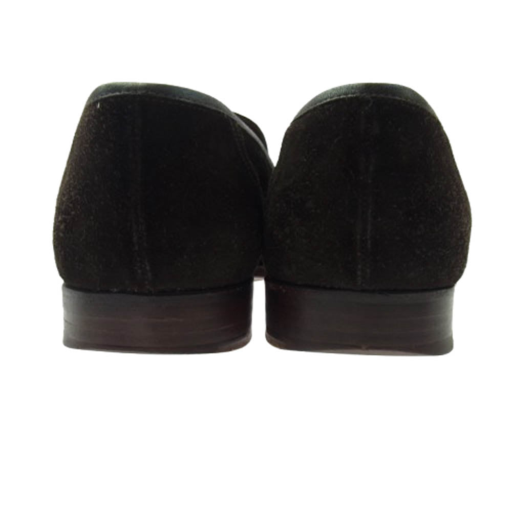 CROCKETT&JONES クロケットアンドジョーンズ スクエアトゥ スエード レザー スリッポン ローファー シューズ ダークブラウン系 8.5E【中古】