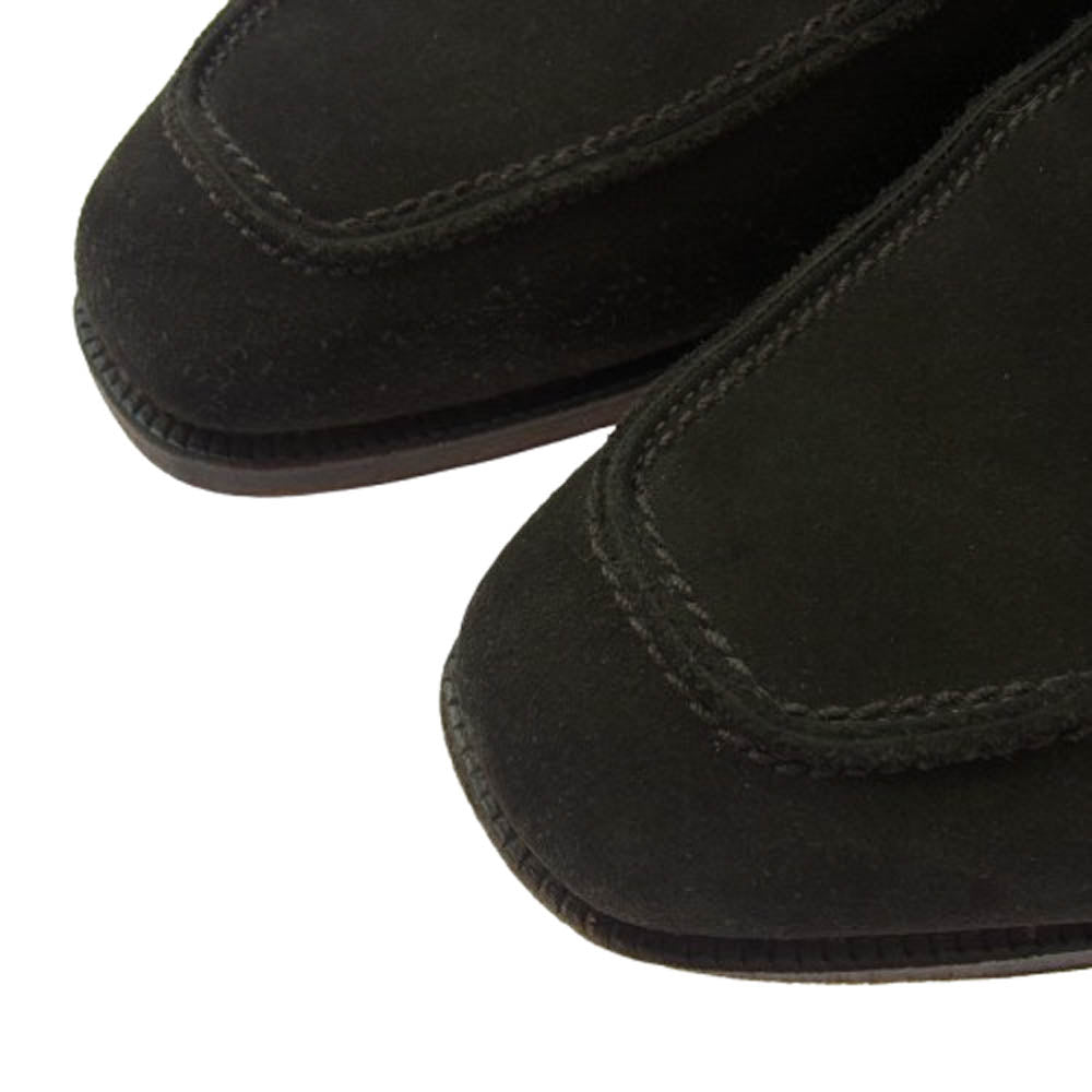 CROCKETT&JONES クロケットアンドジョーンズ スクエアトゥ スエード レザー スリッポン ローファー シューズ ダークブラウン系 8.5E【中古】