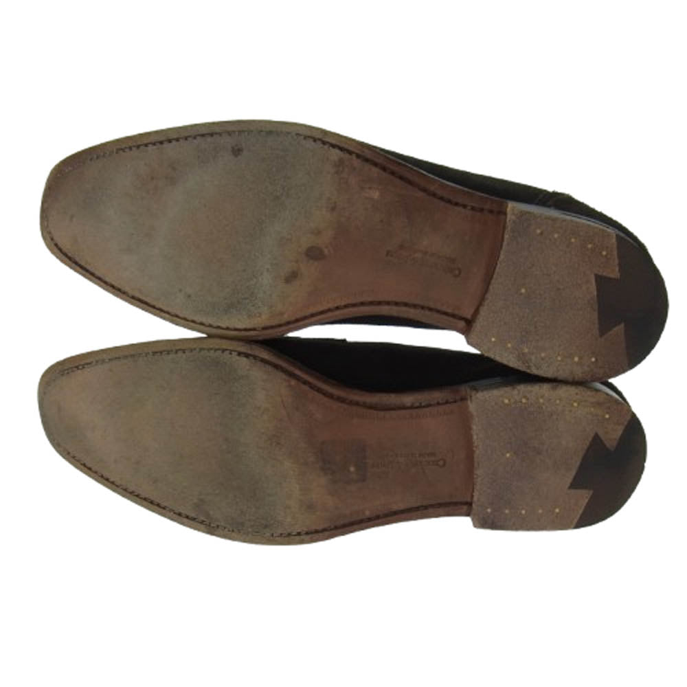 CROCKETT&JONES クロケットアンドジョーンズ スクエアトゥ スエード レザー スリッポン ローファー シューズ ダークブラウン系 8.5E【中古】