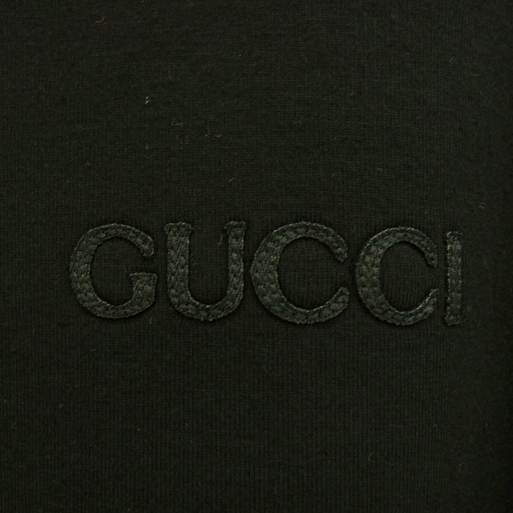 GUCCI グッチ 803973 XJGTW ヴィスコースジャージー ロゴエンブロイダリー フーデッド スウェットシャツ プルオーバー パーカー ブラック系 S【中古】