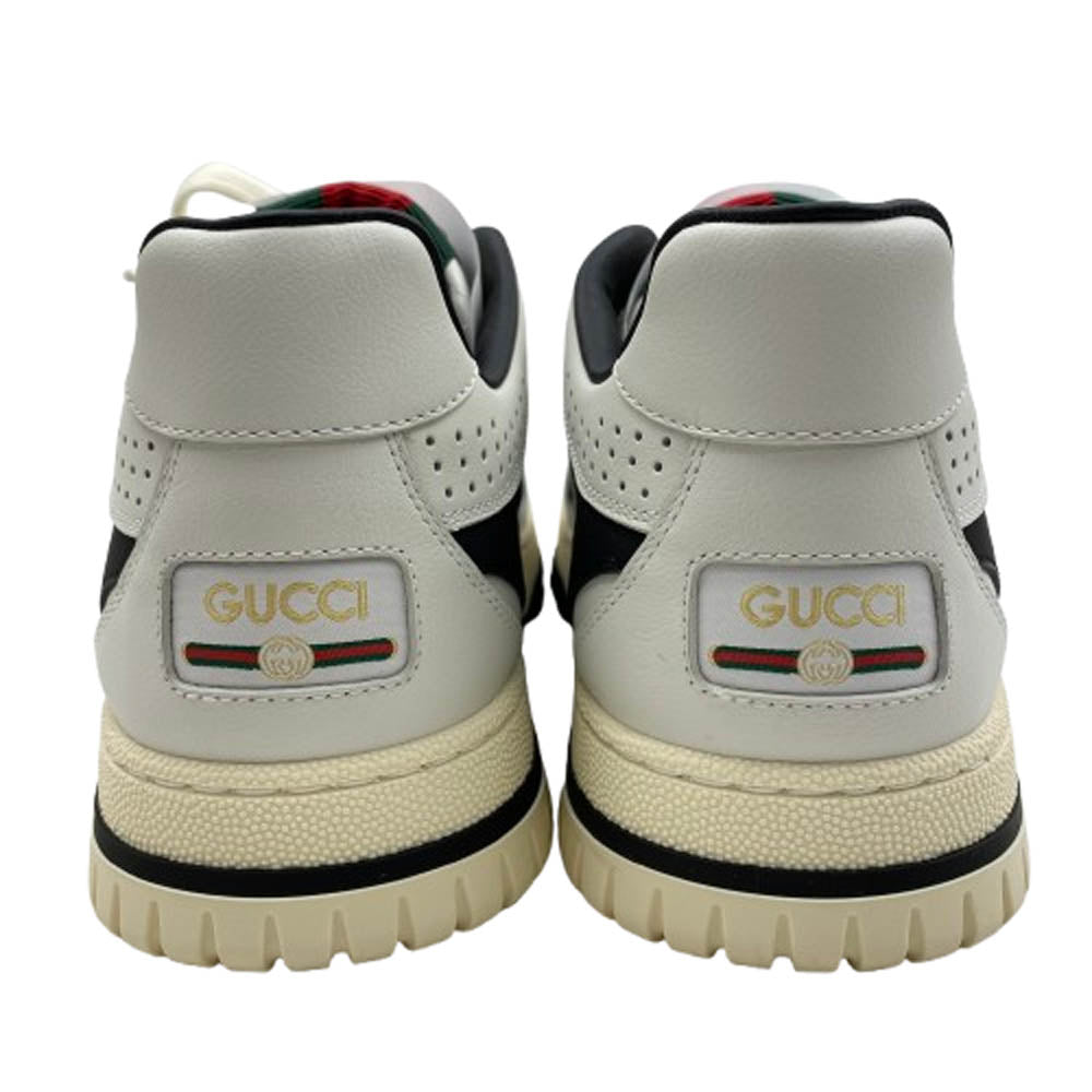 GUCCI グッチ 807059 リウェブ シェリーライン ヒールロゴ レザー ローカット スニーカー オフホワイト系 38【極上美品】【中古】