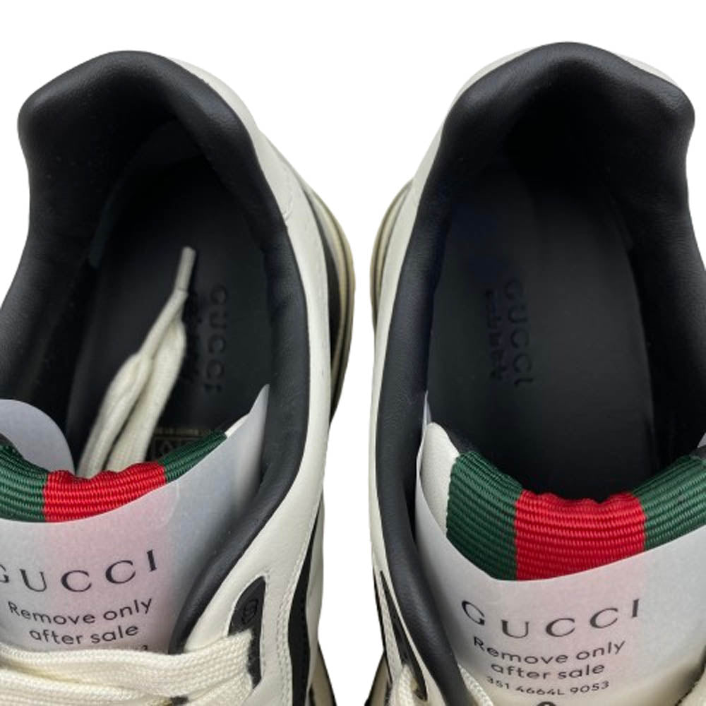 GUCCI グッチ 807059 リウェブ シェリーライン ヒールロゴ レザー ローカット スニーカー オフホワイト系 38【極上美品】【中古】