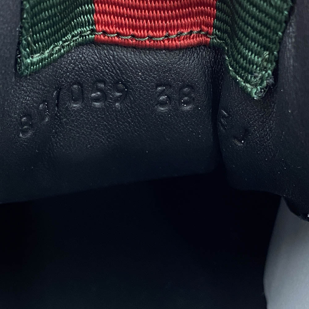 GUCCI グッチ 807059 リウェブ シェリーライン ヒールロゴ レザー ローカット スニーカー オフホワイト系 38【極上美品】【中古】