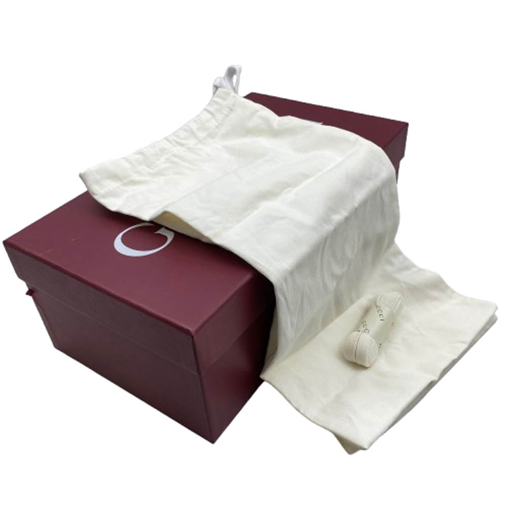 GUCCI グッチ 807059 リウェブ シェリーライン ヒールロゴ レザー ローカット スニーカー オフホワイト系 38【極上美品】【中古】