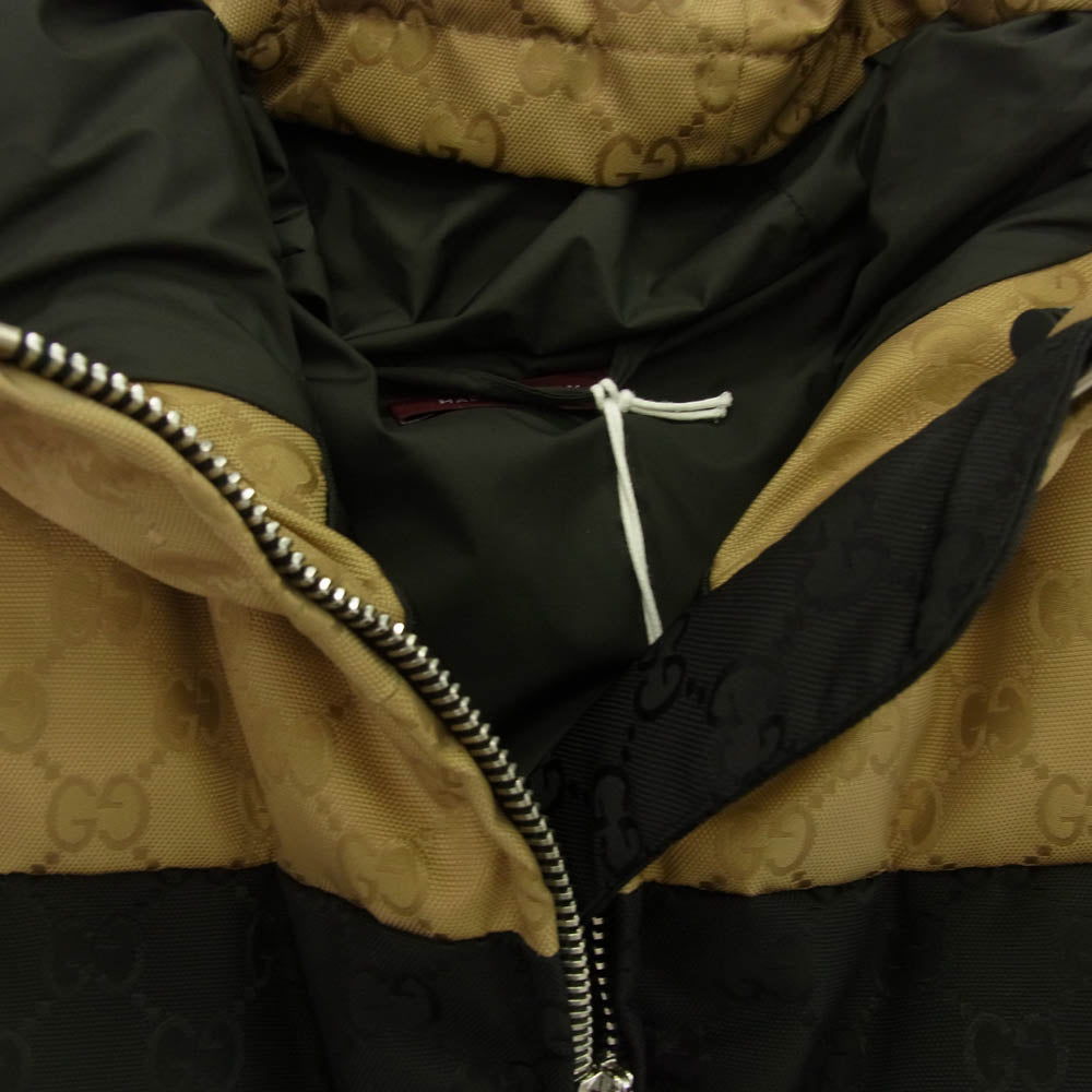GUCCI グッチ 794823 Z8BUL GGナイロンキャンバス 中綿 パファー ジャケット ベージュ系 ブラック系 46【中古】