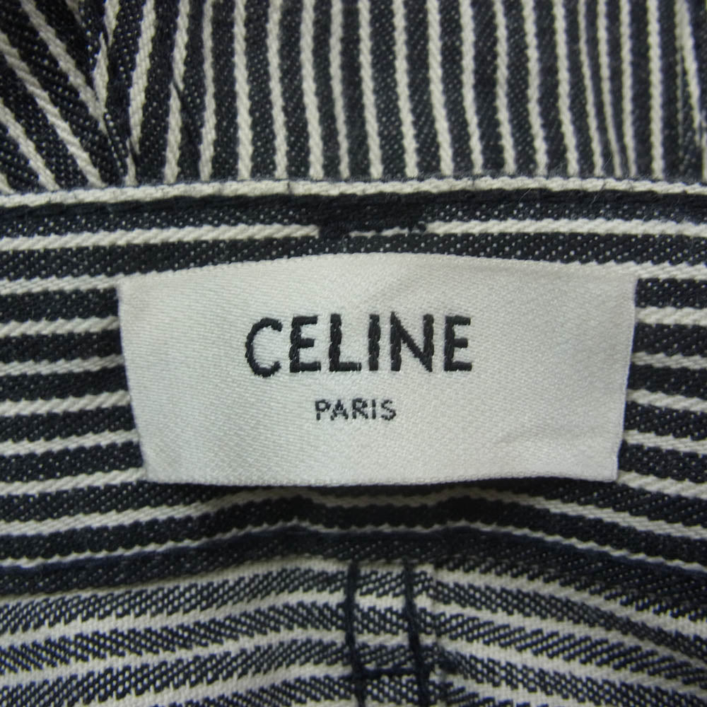 CELINE セリーヌ ヒッコリー ストライプ パンツ ブラック系 ホワイト系 29【中古】