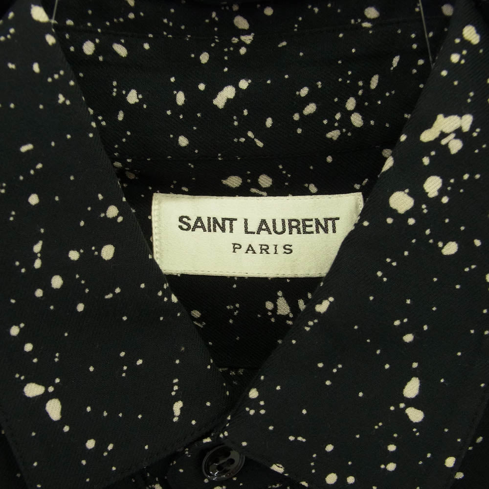 SAINT LAURENT サンローラン 15AW 376954 Y891J スプラッター エディ 総柄 レーヨン 長袖 シャツ ブラック系 36【中古】