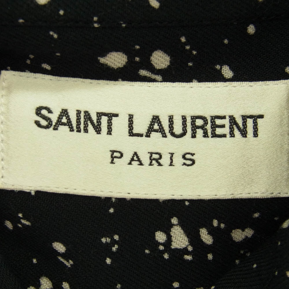 SAINT LAURENT サンローラン 15AW 376954 Y891J スプラッター エディ 総柄 レーヨン 長袖 シャツ ブラック系 36【中古】