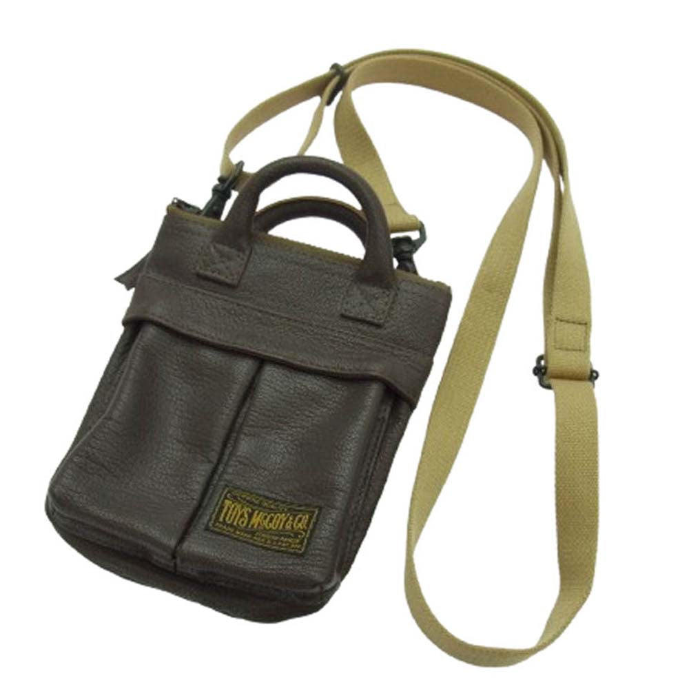 The REAL McCOY'S ザリアルマッコイズ TMA2121 TOYS McCOY トイズマッコイ LEATHER HELMET BAG MINI ゴートスキン レザー ミニ ヘルメットバッグ ダークブラウン系【美品】【中古】