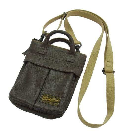 The REAL McCOY'S ザリアルマッコイズ TMA2121 TOYS McCOY トイズマッコイ LEATHER HELMET BAG MINI ゴートスキン レザー ミニ ヘルメットバッグ ダークブラウン系【美品】【中古】