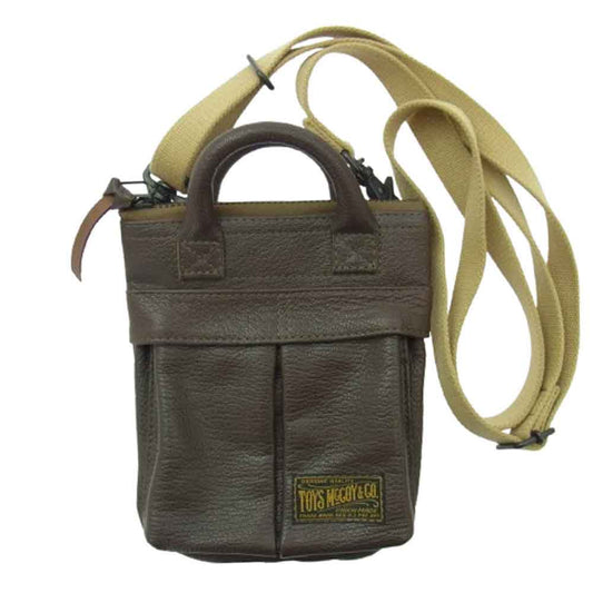 The REAL McCOY'S ザリアルマッコイズ TMA2121 TOYS McCOY トイズマッコイ LEATHER HELMET BAG MINI ゴートスキン レザー ミニ ヘルメットバッグ ダークブラウン系【美品】【中古】
