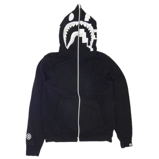 A BATHING APE アベイシングエイプ 0012ZP301012M shark full zip hoodie シャーク フル ジップ パーカー ブラック系 M【中古】