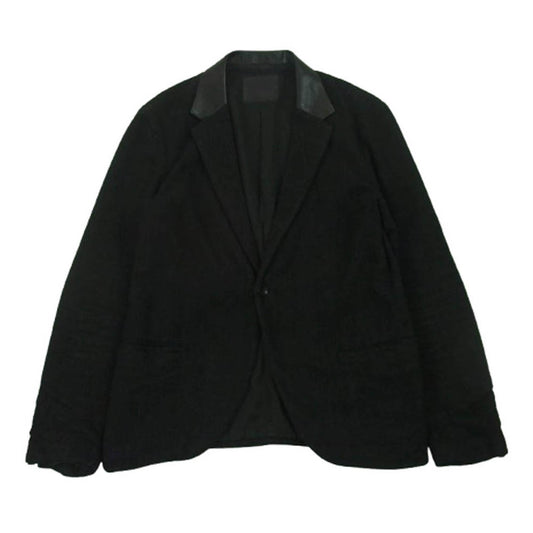 ISAMUKATAYAMA BACKLASH イサムカタヤマバックラッシュ 1459-03 リネン ウール 襟レザー切替 ジャケット ブラック系 M【中古】