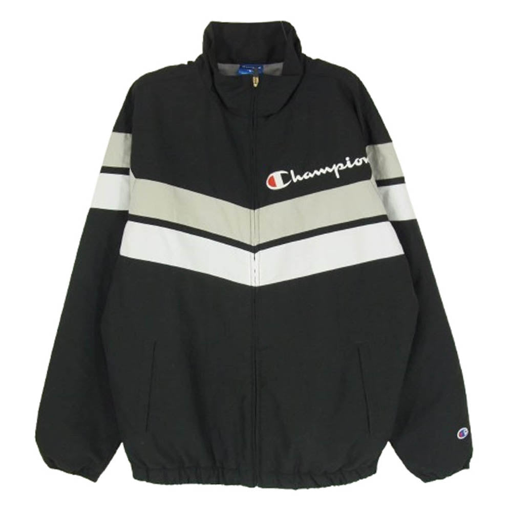 Champion チャンピオン C3-SSC12 ZIP JACKET ロゴ刺繍 ジップ トラックジャケット スポーツ ブルゾン ブラック系 M【中古】