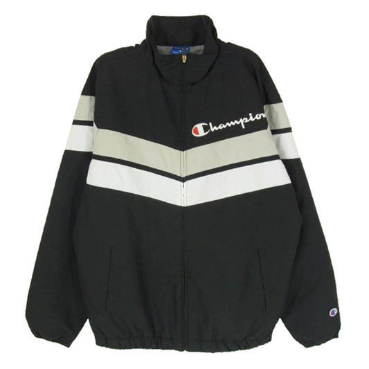 Champion チャンピオン C3-SSC12 ZIP JACKET ロゴ刺繍 ジップ トラックジャケット スポーツ ブルゾン ブラック系 M【中古】