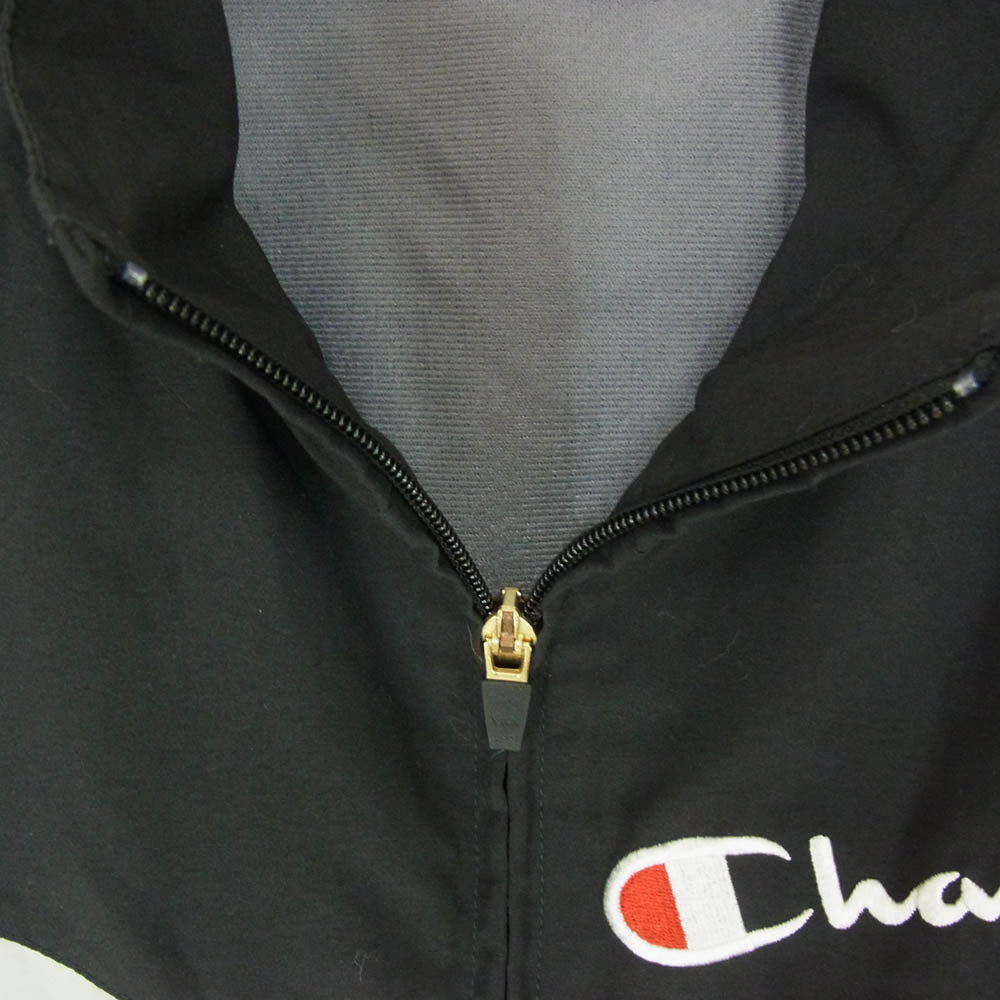 Champion チャンピオン C3-SSC12 ZIP JACKET ロゴ刺繍 ジップ トラックジャケット スポーツ ブルゾン ブラック系 M【中古】