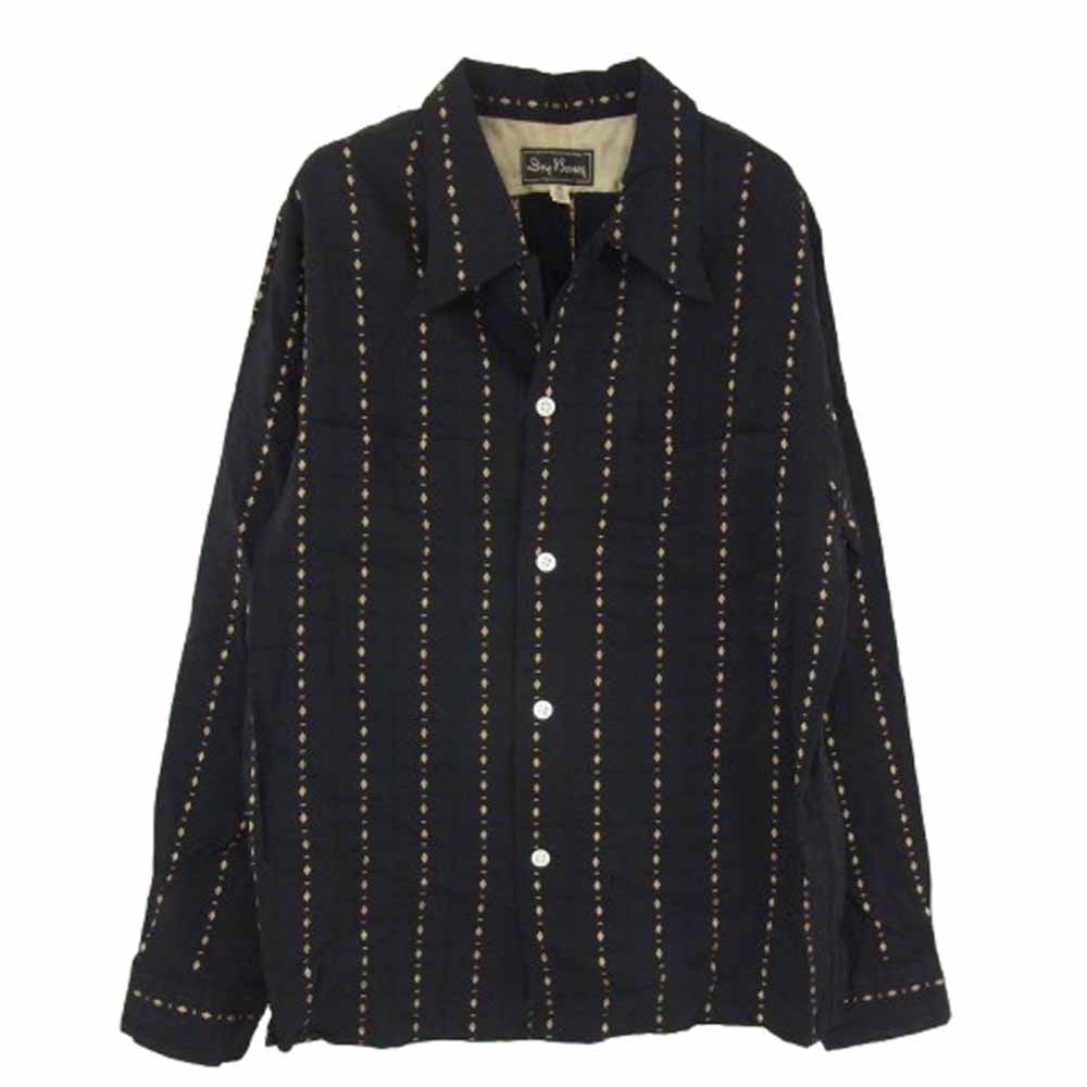 ドライボーンズ 金刺繡 ストライプ柄 長袖 シャツ ブラック系 S【中古】