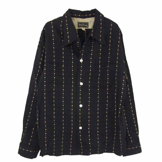 ドライボーンズ 金刺繡 ストライプ柄 長袖 シャツ ブラック系 S【中古】