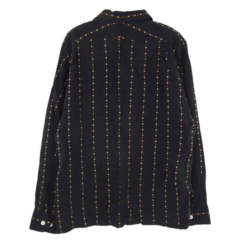 ドライボーンズ 金刺繡 ストライプ柄 長袖 シャツ ブラック系 S【中古】