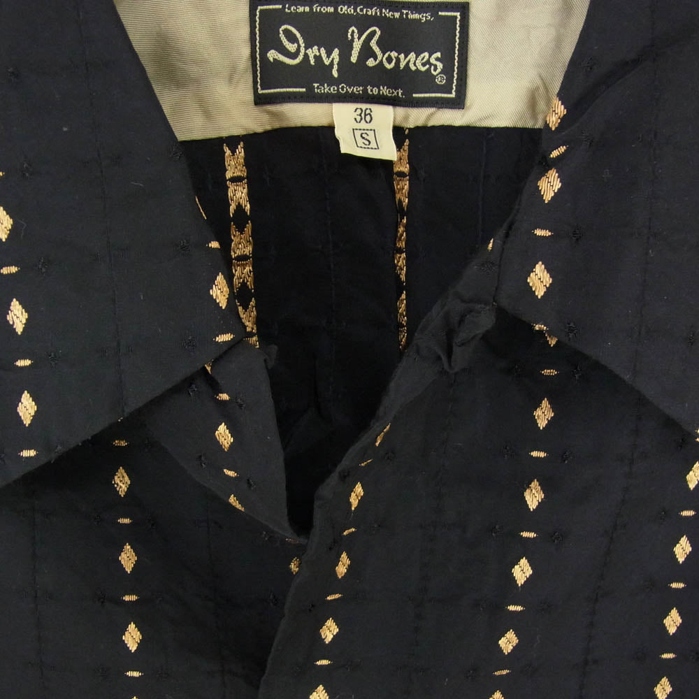 ドライボーンズ 金刺繡 ストライプ柄 長袖 シャツ ブラック系 S【中古】