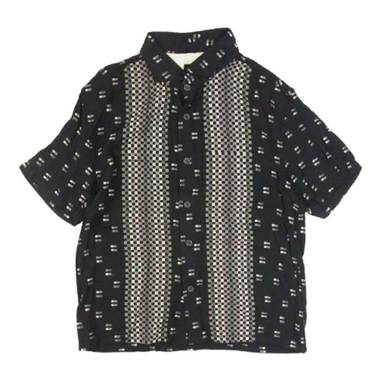 R.J.B アールジェイビー THE FLAT HEAD フラットヘッド チェッカーボード レーヨン 半袖 シャツ ブラック系 S【中古】