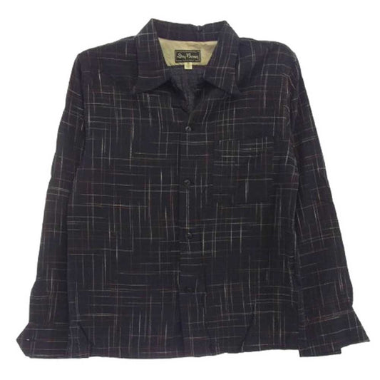 ドライボーンズ 刺し子ステッチ チェック 長袖 シャツ ネイビー系 S【中古】
