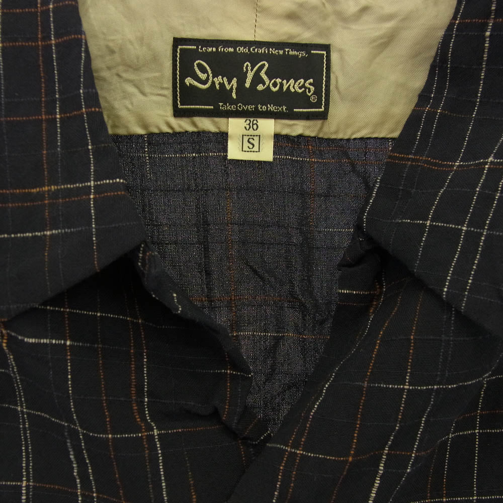 ドライボーンズ 刺し子ステッチ チェック 長袖 シャツ ネイビー系 S【中古】