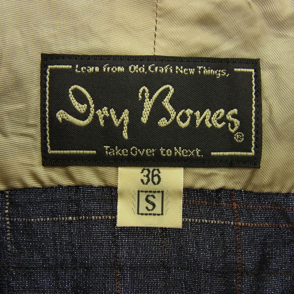 ドライボーンズ 刺し子ステッチ チェック 長袖 シャツ ネイビー系 S【中古】