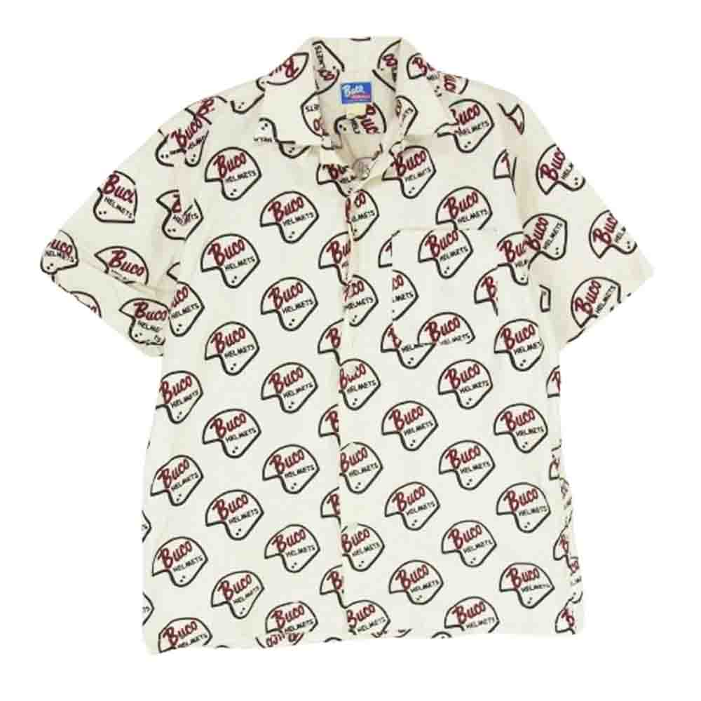 BUCO ブコ THE REAL MCCOY'S リアルマッコイズ HELMETS ヘルメット 総柄 半袖 シャツ オフホワイト系 S【中古】