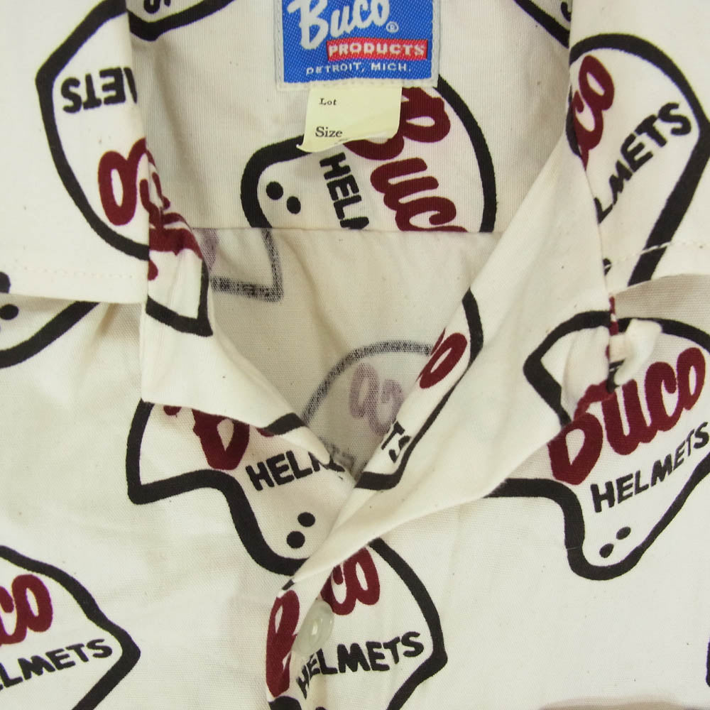 BUCO ブコ THE REAL MCCOY'S リアルマッコイズ HELMETS ヘルメット 総柄 半袖 シャツ オフホワイト系 S【中古】