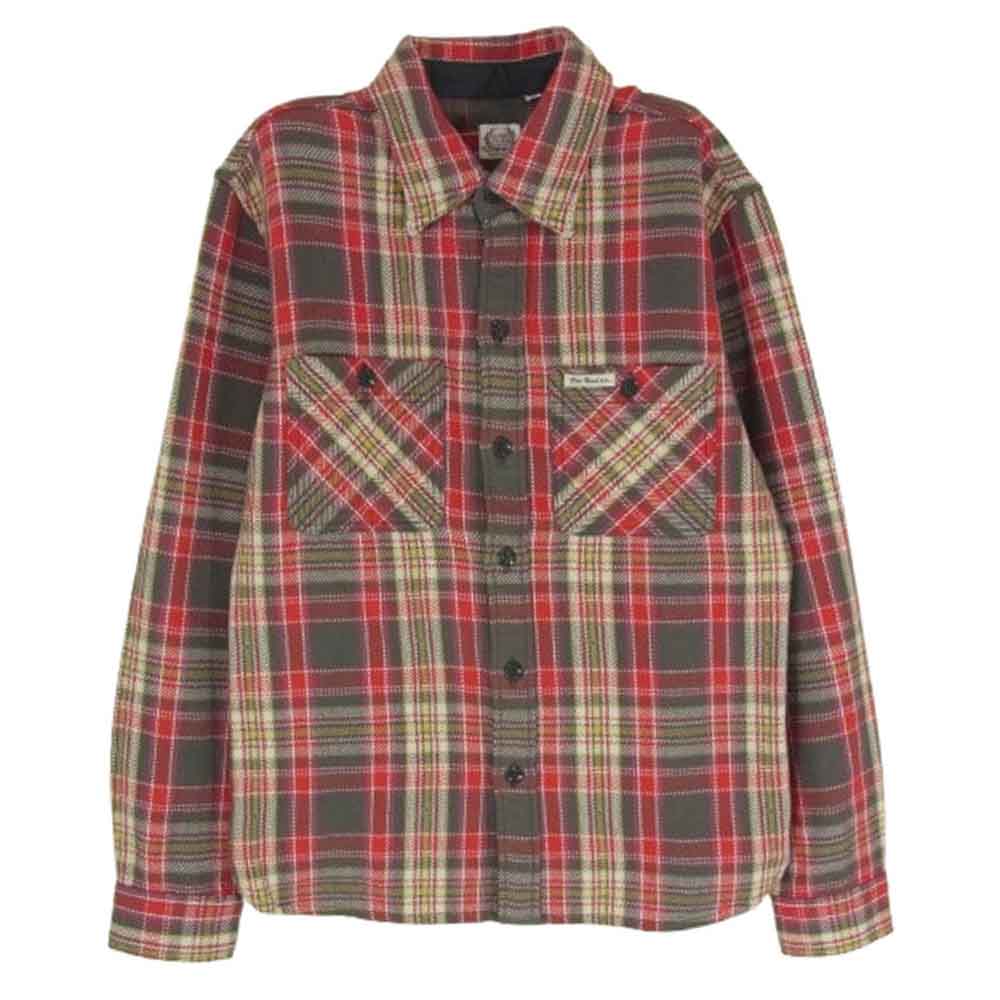 THE FLAT HEAD ザフラットヘッド GLORY PARK グローリーパーク チェック柄 長袖 ネルシャツ ワークシャツ レッド系 36【中古】