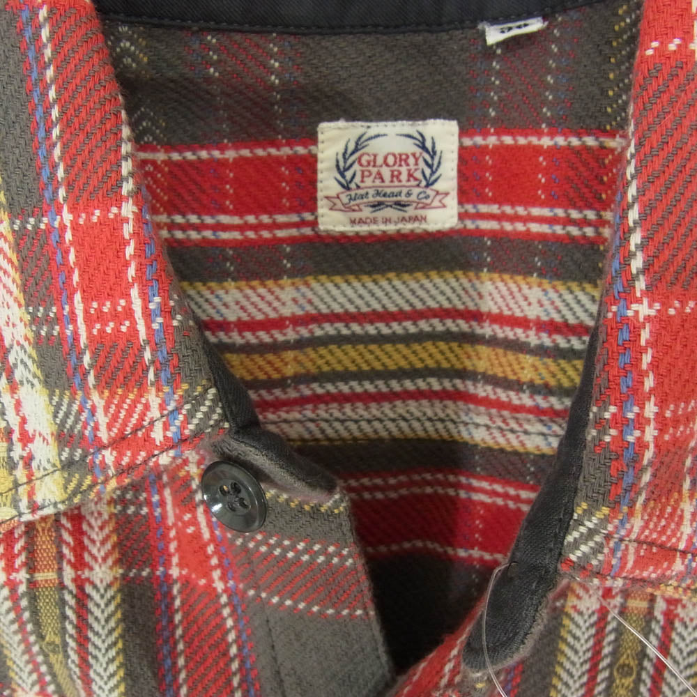 THE FLAT HEAD ザフラットヘッド GLORY PARK グローリーパーク チェック柄 長袖 ネルシャツ ワークシャツ レッド系 36【中古】