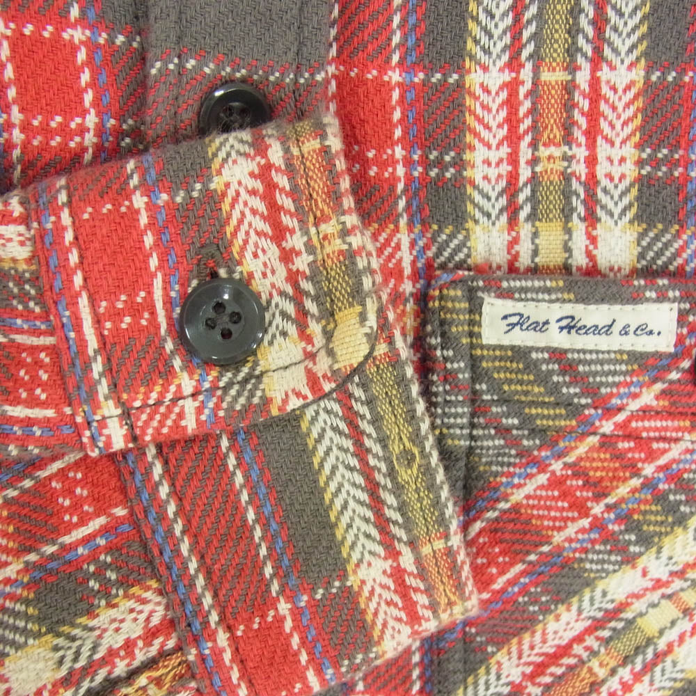 THE FLAT HEAD ザフラットヘッド GLORY PARK グローリーパーク チェック柄 長袖 ネルシャツ ワークシャツ レッド系 36【中古】