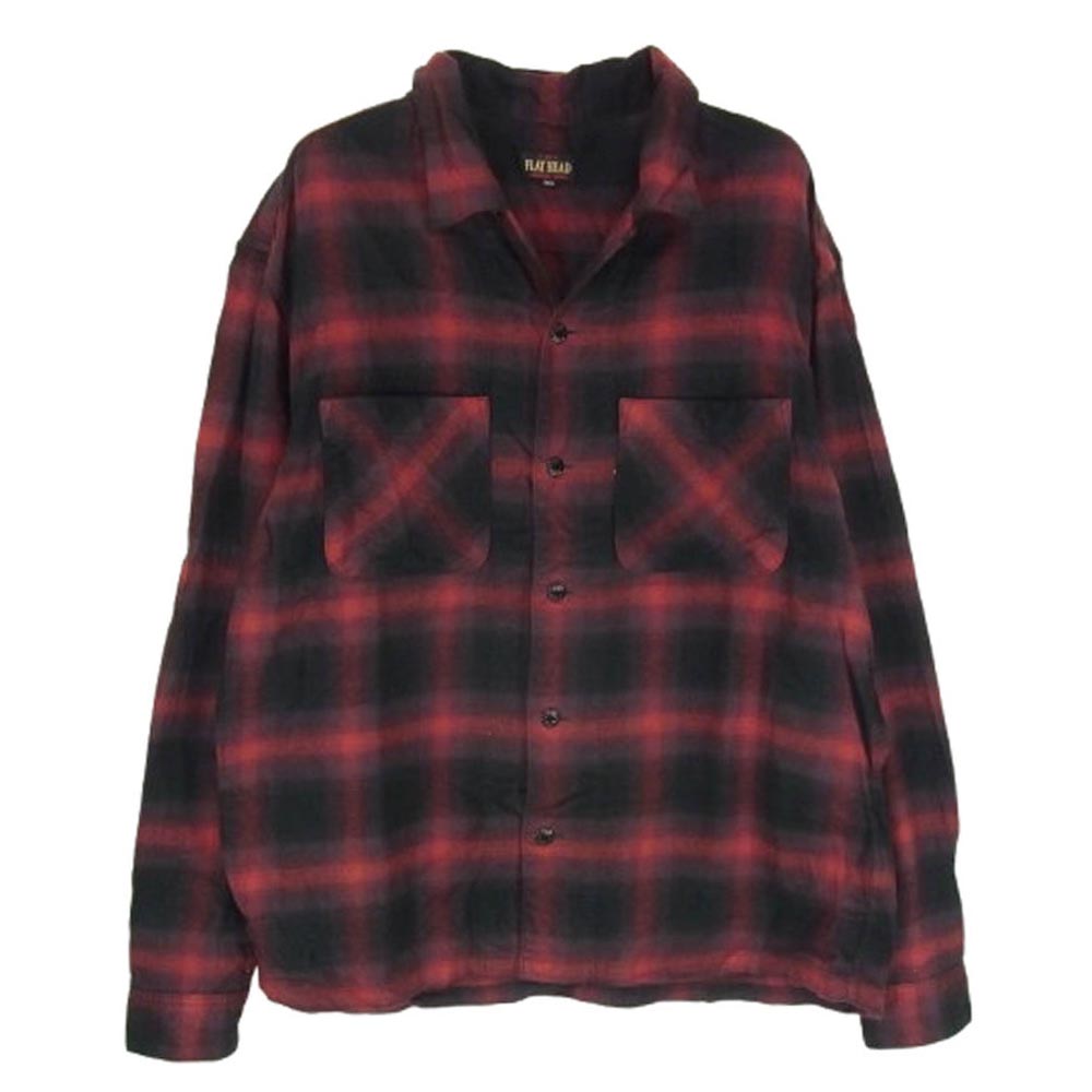 THE FLAT HEAD ザフラットヘッド オンブレチェック 長袖 シャツ ネルシャツ レッド系 38【中古】