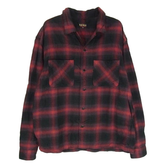 THE FLAT HEAD ザフラットヘッド オンブレチェック 長袖 シャツ ネルシャツ レッド系 38【中古】