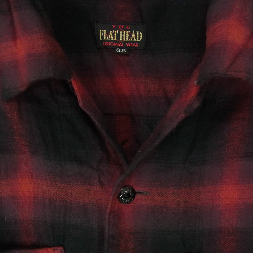 THE FLAT HEAD ザフラットヘッド オンブレチェック 長袖 シャツ ネルシャツ レッド系 38【中古】
