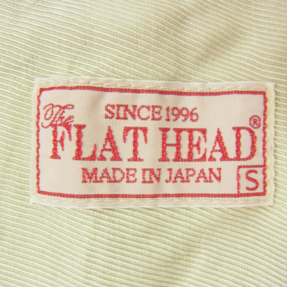 THE FLAT HEAD ザフラットヘッド ロゴステッチ レーヨン ボーリング 半袖 オープンカラー シャツ ブラック系 S【中古】