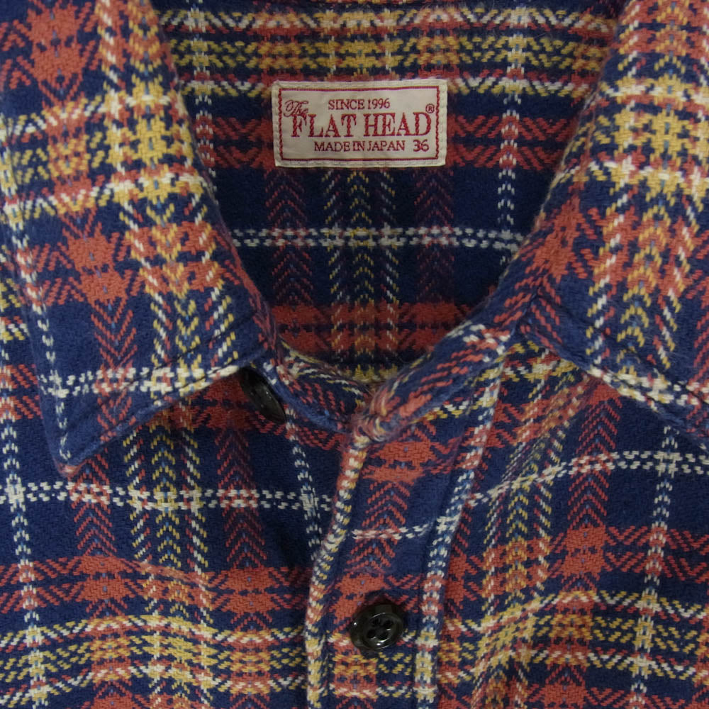 THE FLAT HEAD ザフラットヘッド ヘリンボーンチェック柄 ヘビーネル ワーク 長袖 ネルシャツ ジャケット マルチカラー系 36【中古】