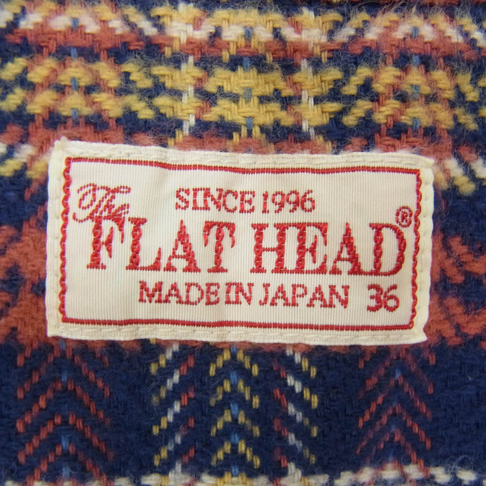 THE FLAT HEAD ザフラットヘッド ヘリンボーンチェック柄 ヘビーネル ワーク 長袖 ネルシャツ ジャケット マルチカラー系 36【中古】