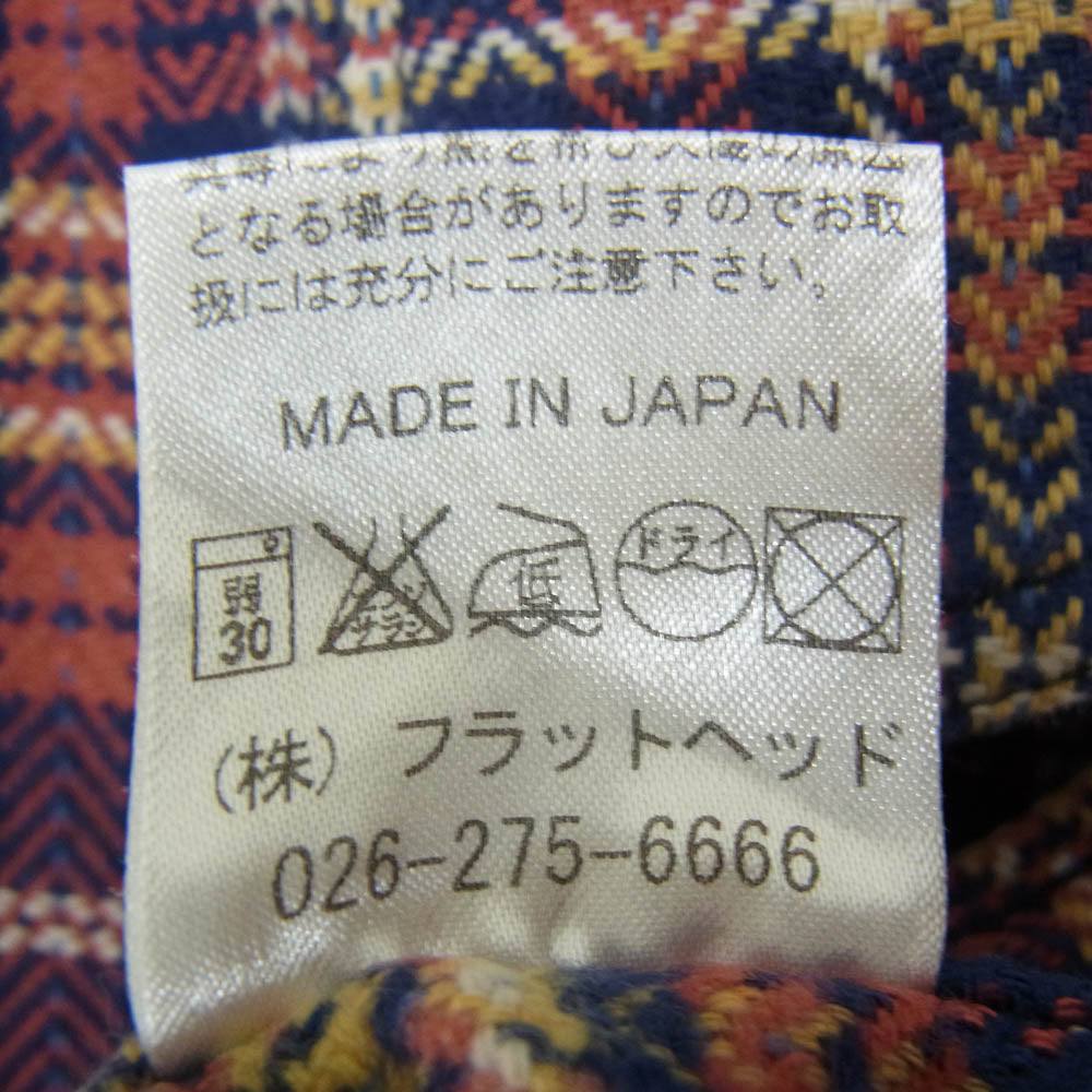 THE FLAT HEAD ザフラットヘッド ヘリンボーンチェック柄 ヘビーネル ワーク 長袖 ネルシャツ ジャケット マルチカラー系 36【中古】