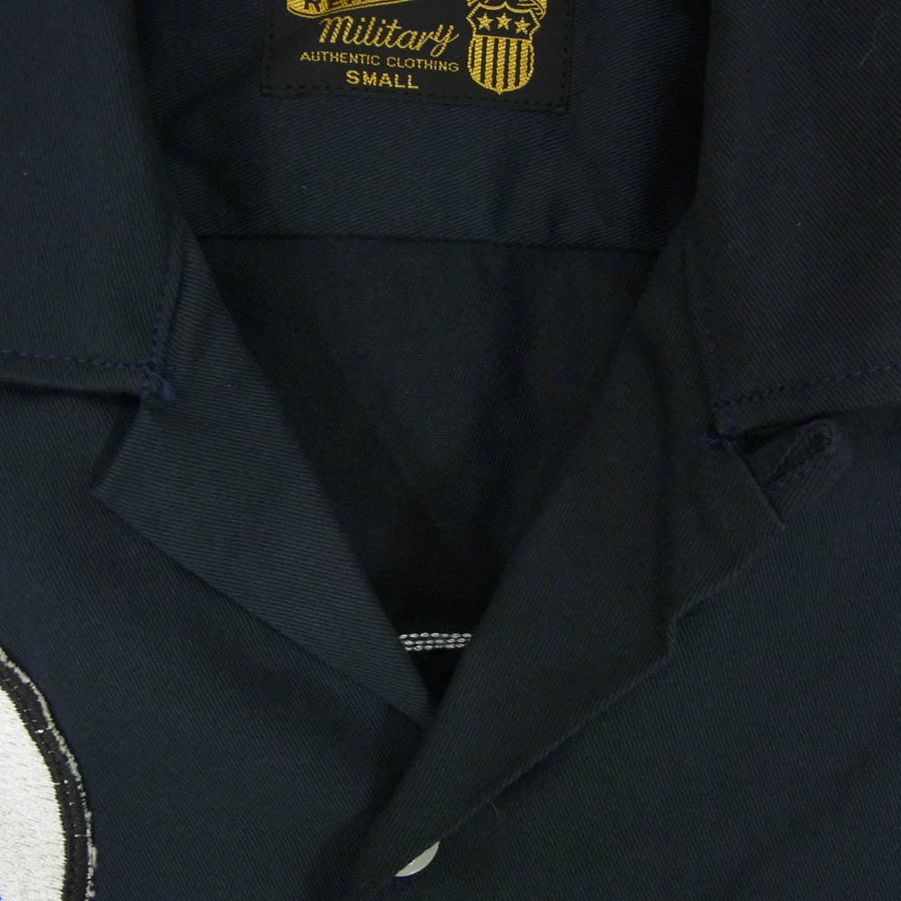 The REAL McCOY'S ザリアルマッコイズ MILITARY ミリタリー US AIR FORCE ワッペン 半袖 オープンカラー シャツ ネイビー系 S【中古】