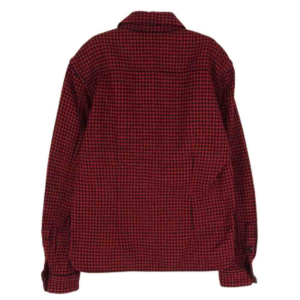 THE FLAT HEAD ザフラットヘッド グレンチェック 千鳥格子 ヘビーネル ワーク 長袖 ネルシャツ ジャケット ブラック レッド系 36【中古】