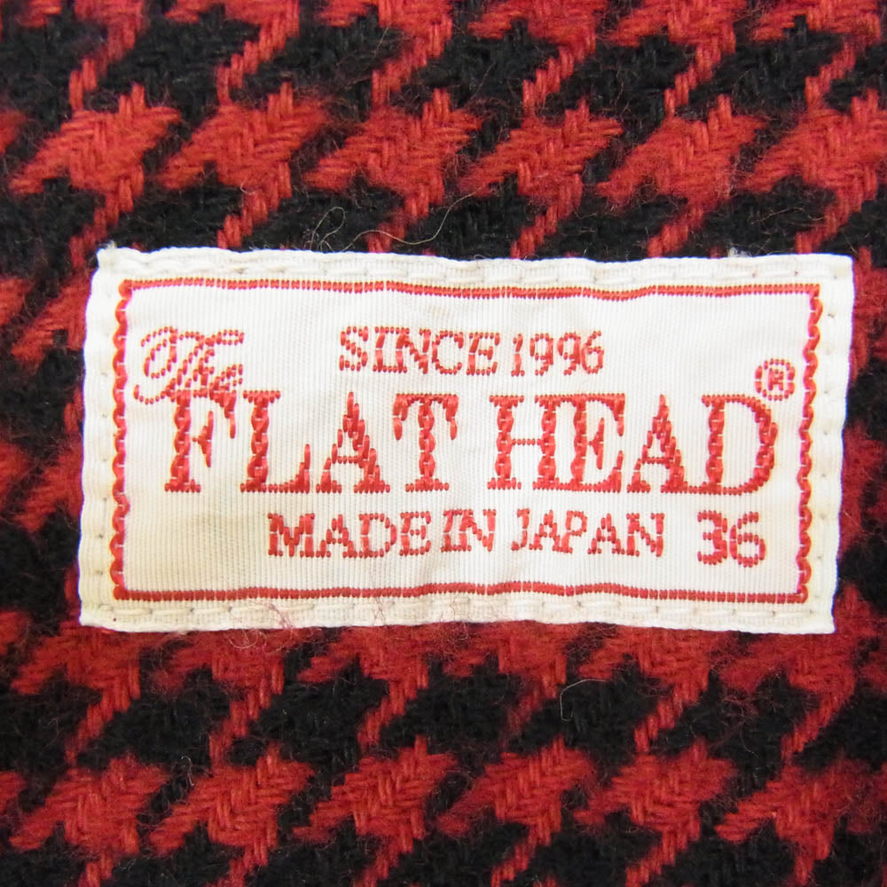 THE FLAT HEAD ザフラットヘッド グレンチェック 千鳥格子 ヘビーネル ワーク 長袖 ネルシャツ ジャケット ブラック レッド系 36【中古】