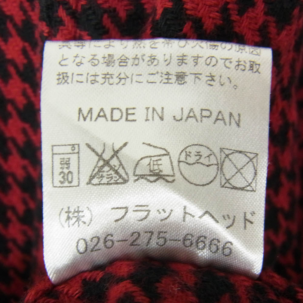 THE FLAT HEAD ザフラットヘッド グレンチェック 千鳥格子 ヘビーネル ワーク 長袖 ネルシャツ ジャケット ブラック レッド系 36【中古】