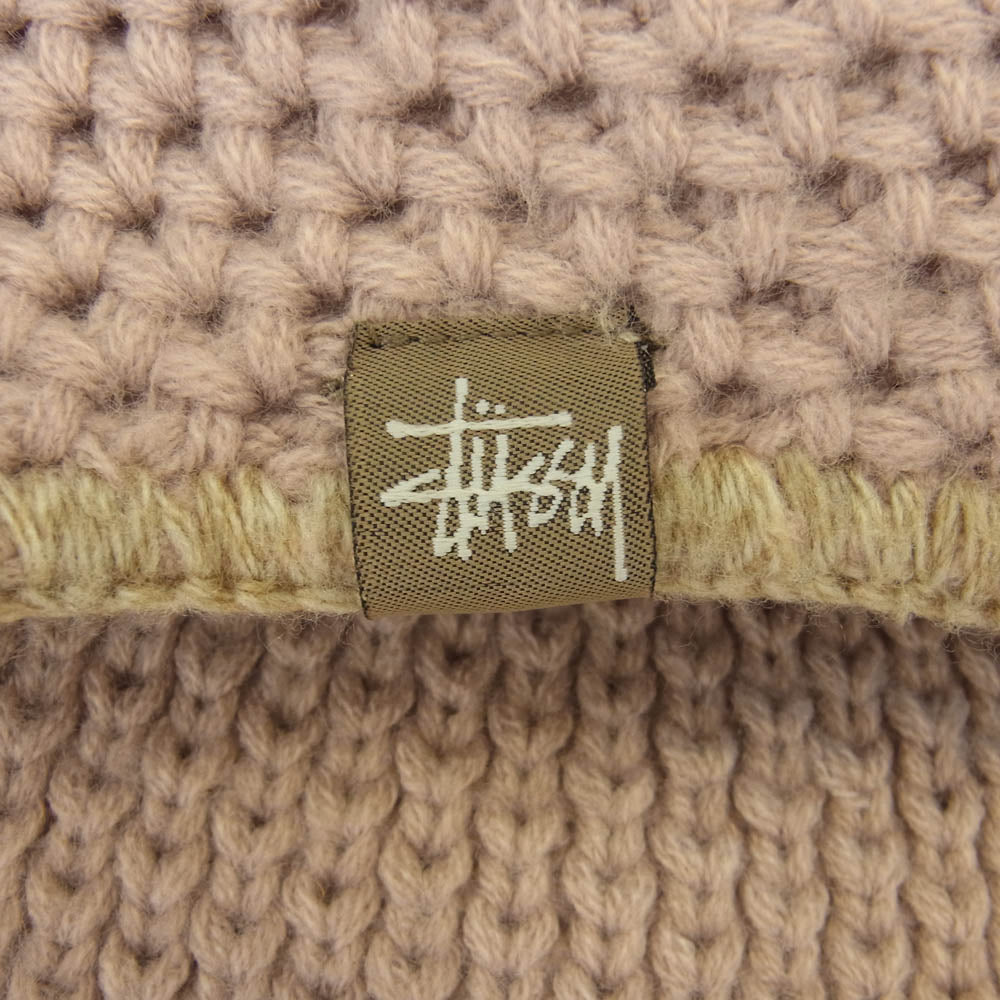 STUSSY ステューシー USA製 ケーブル編み ニット キャップ 帽子 ベージュ系【中古】