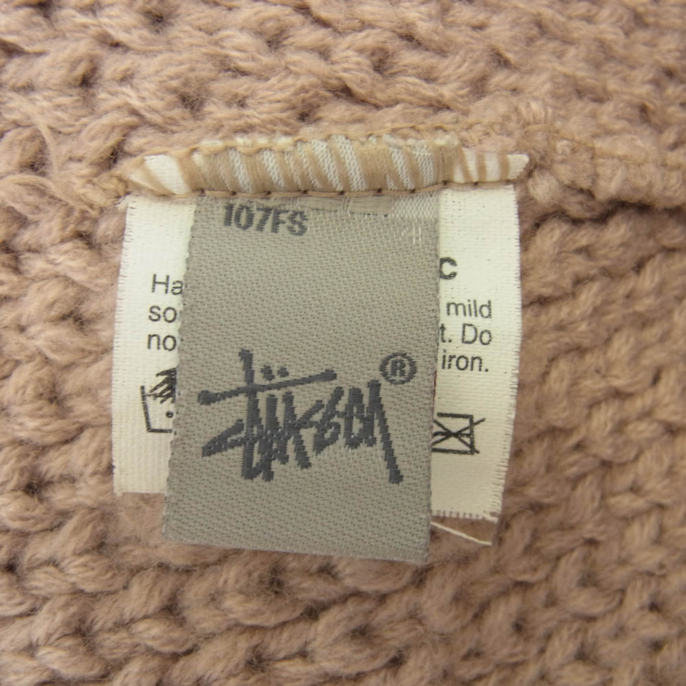 STUSSY ステューシー USA製 ケーブル編み ニット キャップ 帽子 ベージュ系【中古】